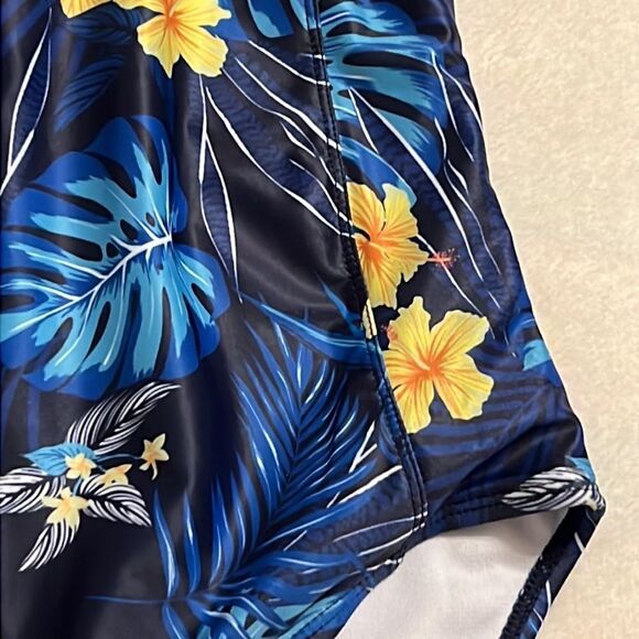 Nicole Miller Vibrant Blue and Yellow One-Piece Swimsuit - Picture 5 of 13